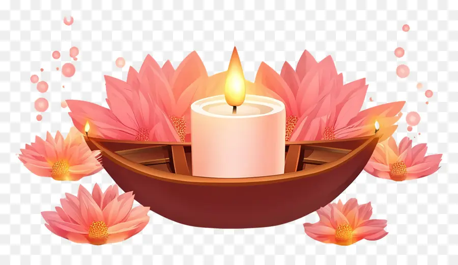 Karthika Purnima，Lotus çiçeği Ile Yüzen Mum PNG