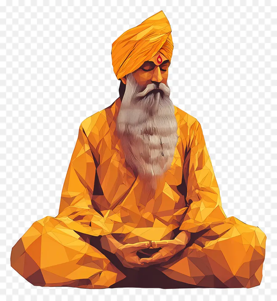 Guru Nanak Jayanti，Meditasyonda çokgen Adam PNG