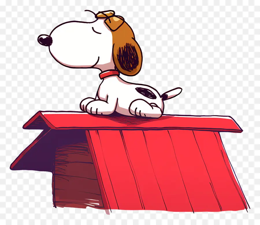 Snoopy Uyuyor，Kırmızı Evde Karikatür Köpek PNG