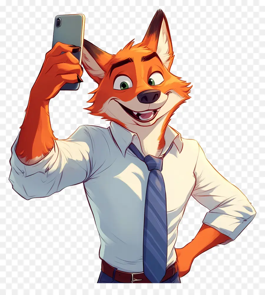 Nick Wilde，Fox Selfie çekiyor PNG