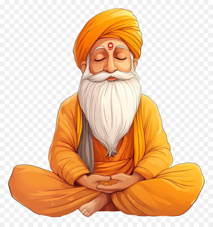 Guru Nanak Jayanti，Meditasyon Yapan Şekil PNG