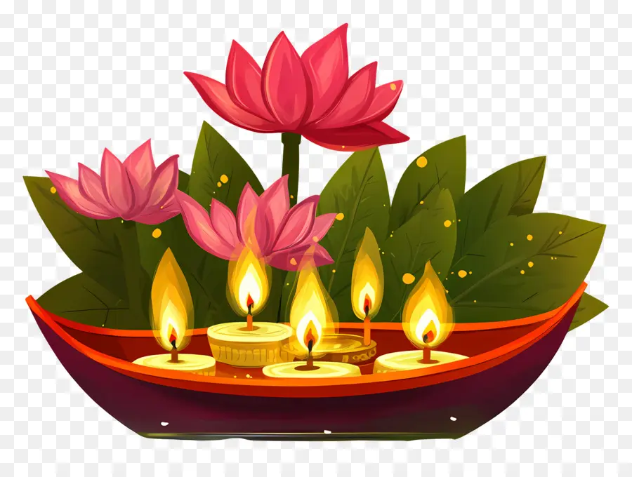 Karthika Purnima，Lotus Ve Mumlar PNG