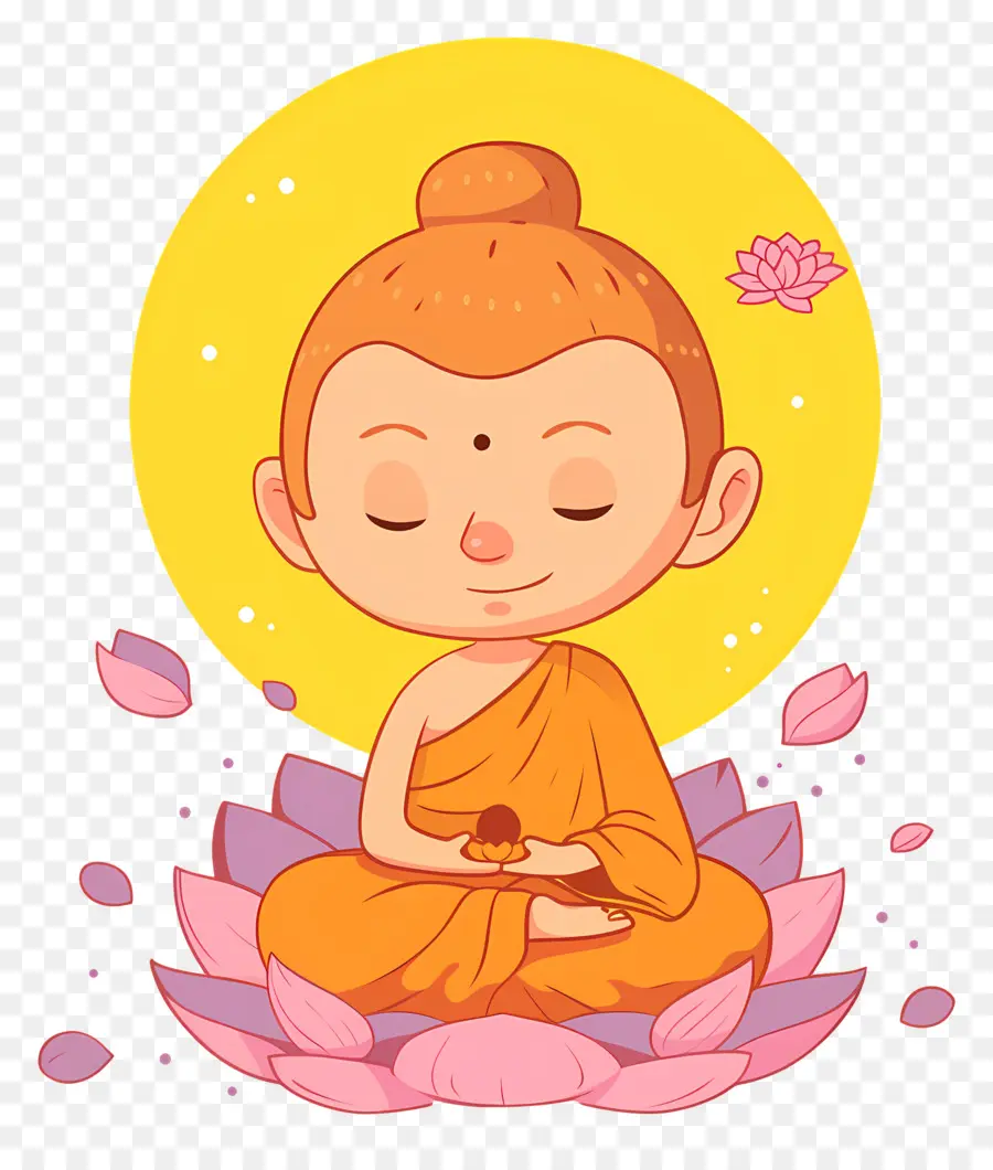 Buda，Lotus üzerinde Meditasyon Yapan Keşiş PNG