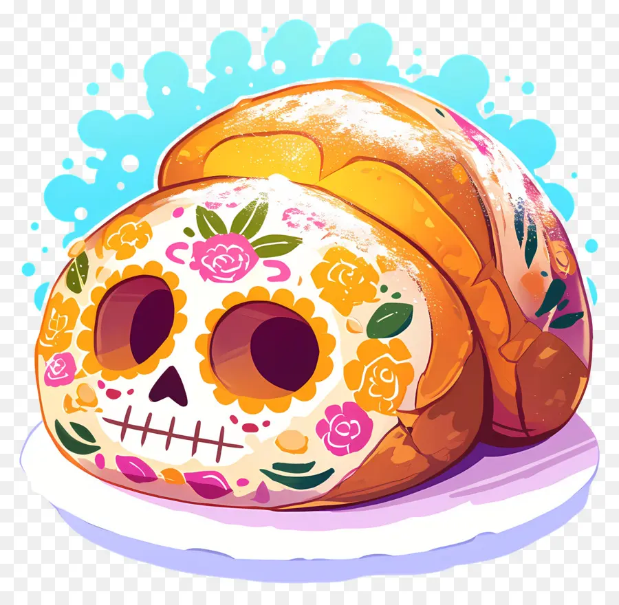 Pan De Muerto，Dekorlu Ekmek PNG