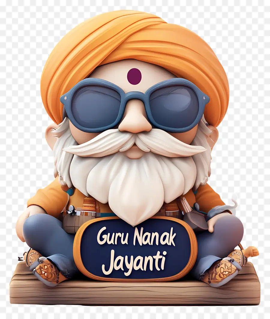 Guru Nanak Jayanti，Güneş Gözlüğü Ile Karikatür Figürü PNG