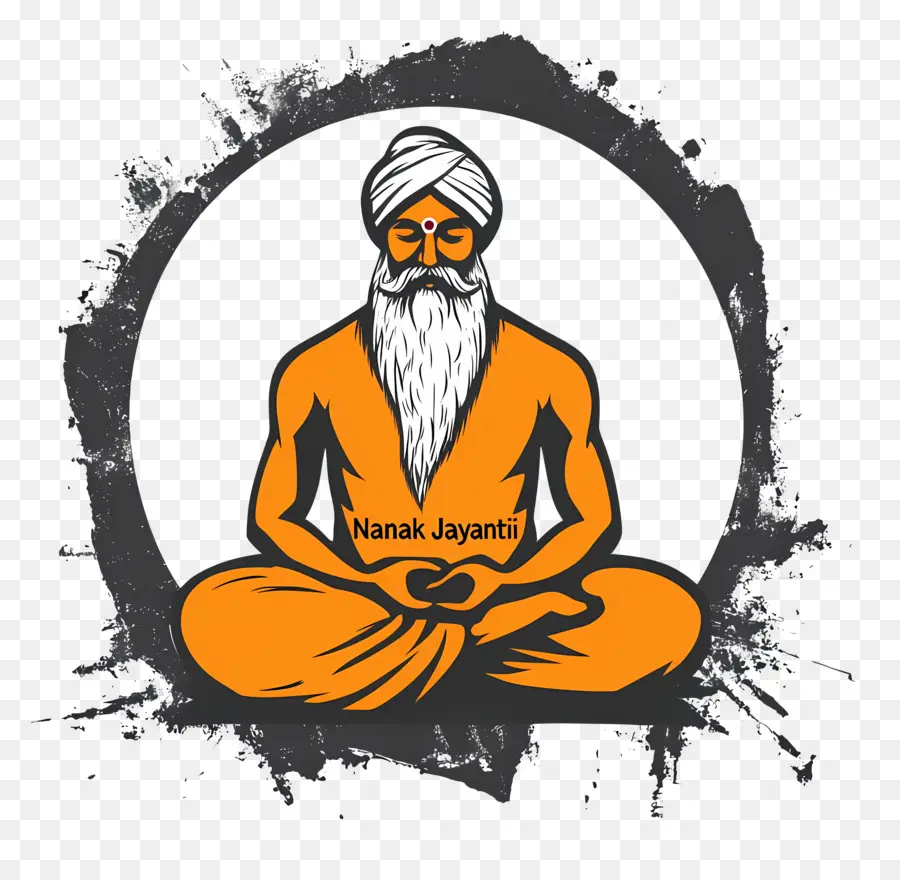 Guru Nanak Jayanti，Meditasyon Yapan Şekil PNG