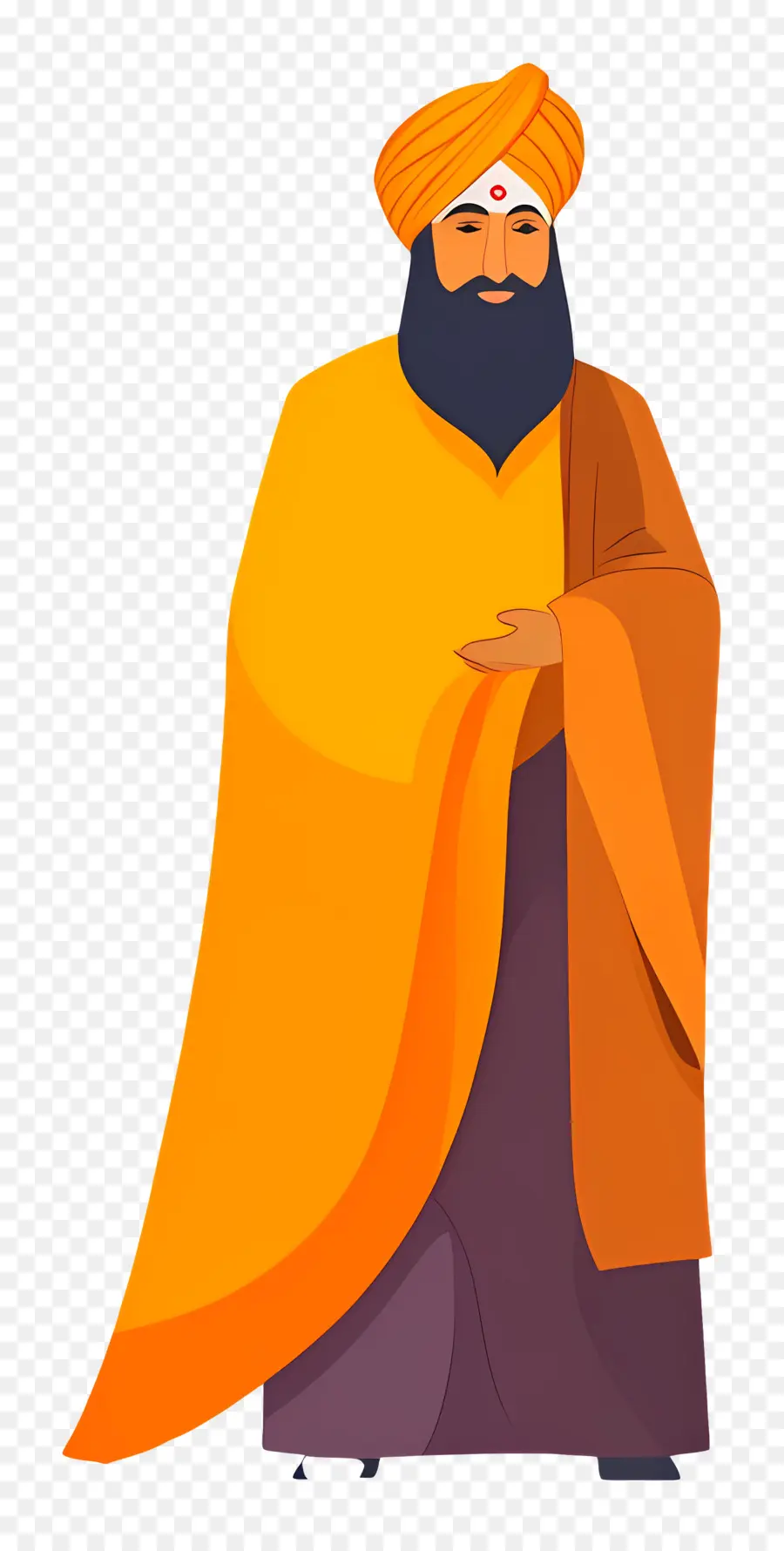 Guru Nanak Jayanti，Turuncu Elbiseli Adam PNG