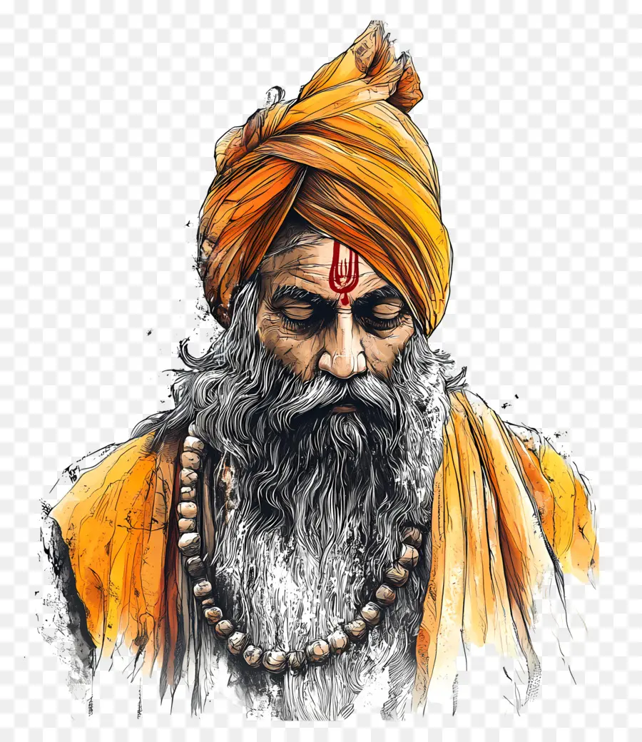 Guru Nanak Jayanti，Boncuklu Yaşlı Adam PNG