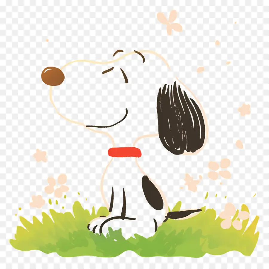 Snoopy'nin Baharı，Çimlerdeki Snoopy PNG