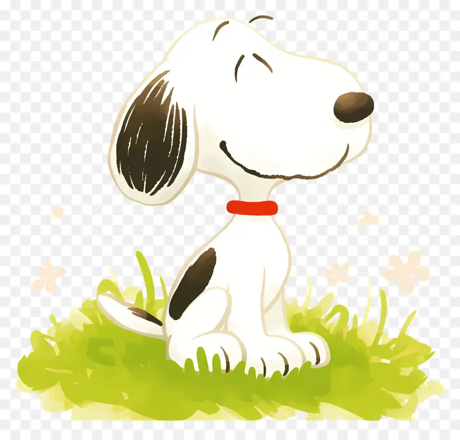 Snoopy'nin Baharı，Karikatür Köpek Oturuyor PNG