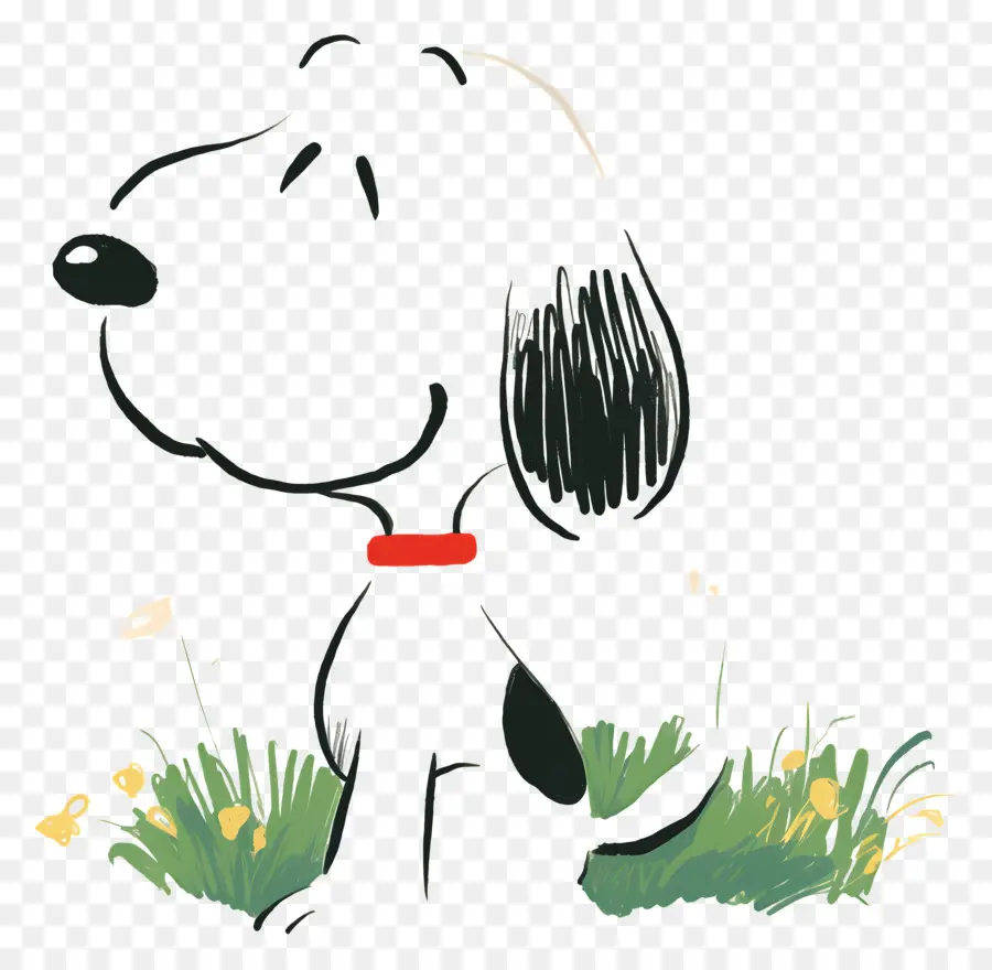 Snoopy'nin Baharı，Çimlerdeki Snoopy PNG