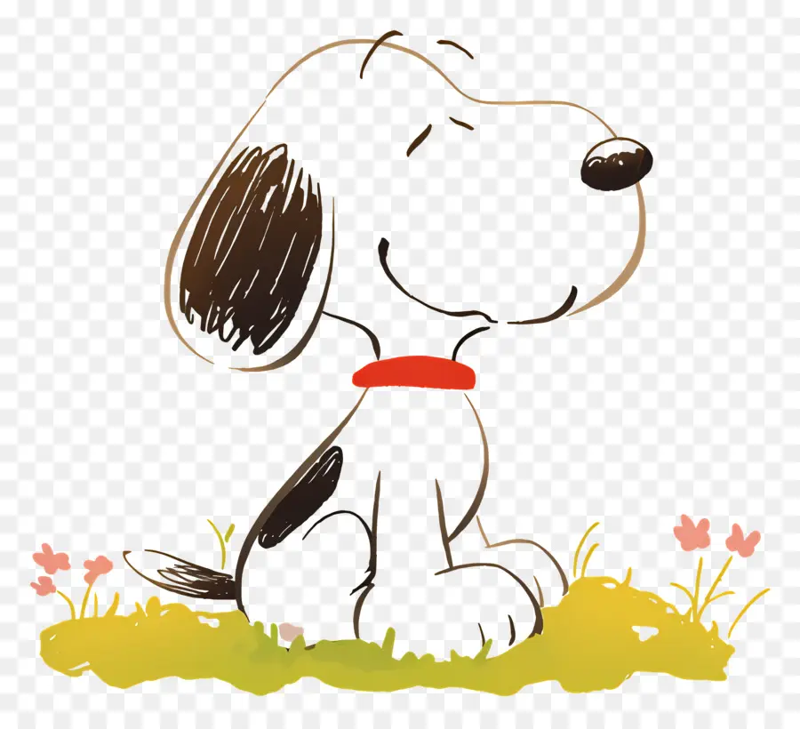 Snoopy'nin Baharı，Karikatür Köpek Oturuyor PNG