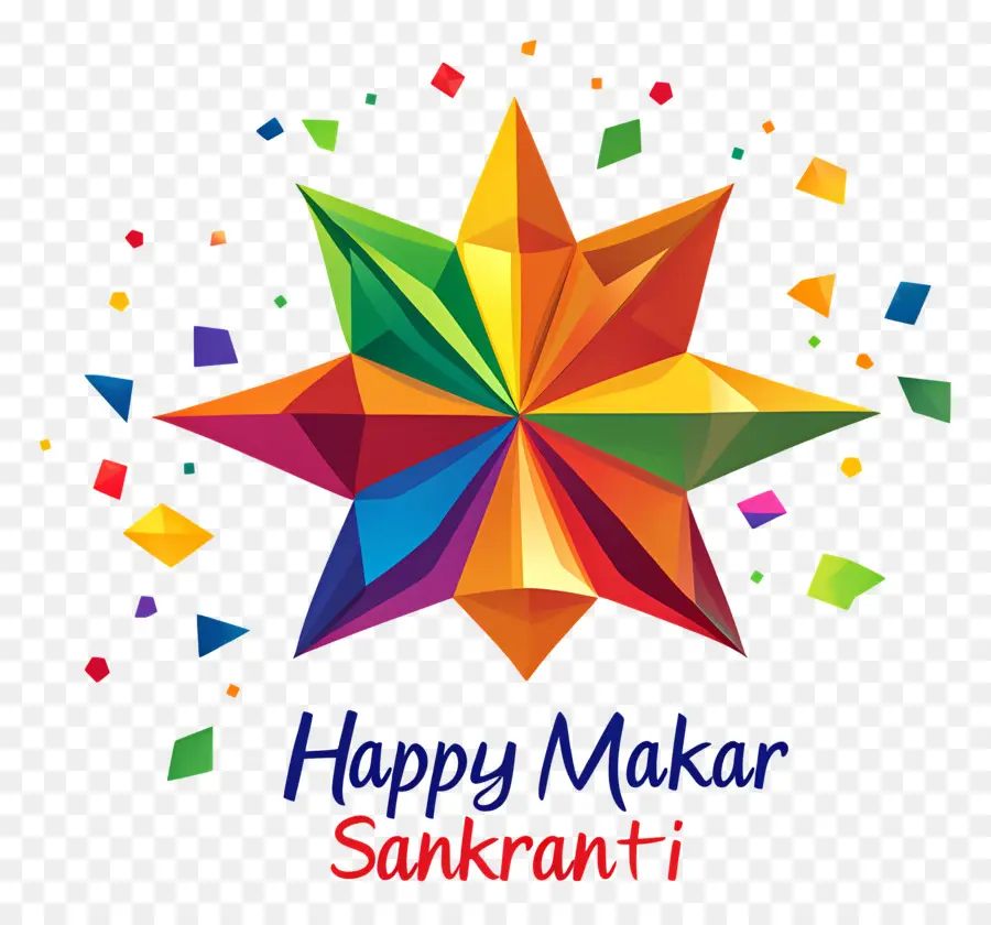 Mutlu Makar Sankranti，Renkli Yıldız PNG