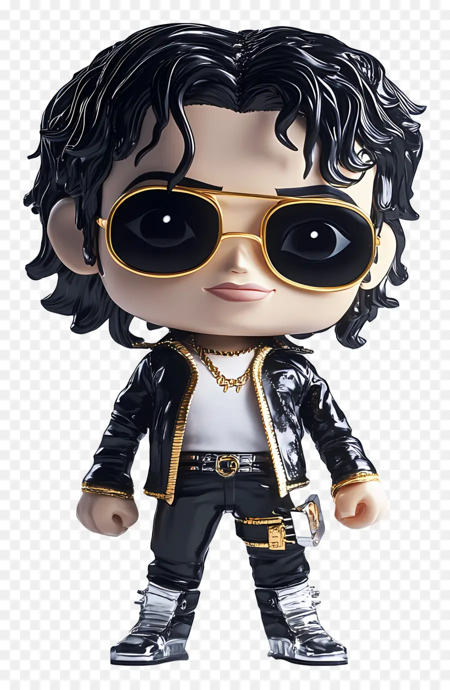 Michael Jackson，Altın Desenli Chibi Karakteri PNG