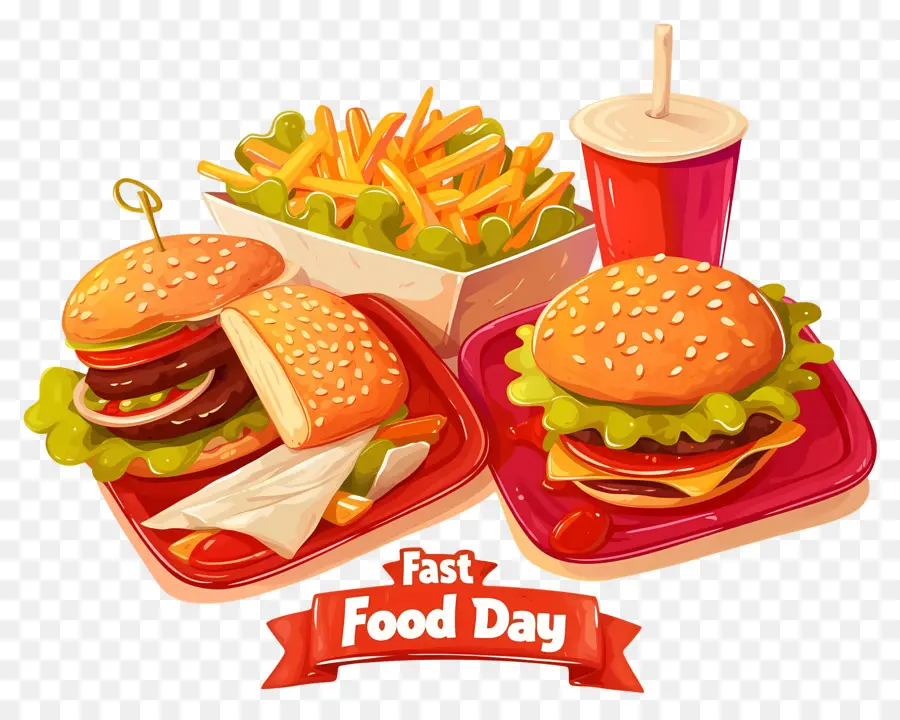 Ulusal Fast Food Günü，Burger Ve Patates Kızartması PNG