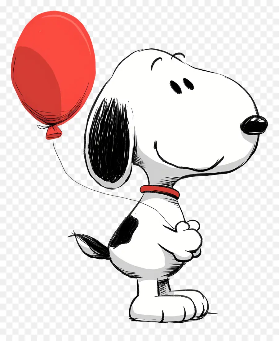 Snoopy Balon Tutuyor，Balonlu Karikatür Köpek PNG