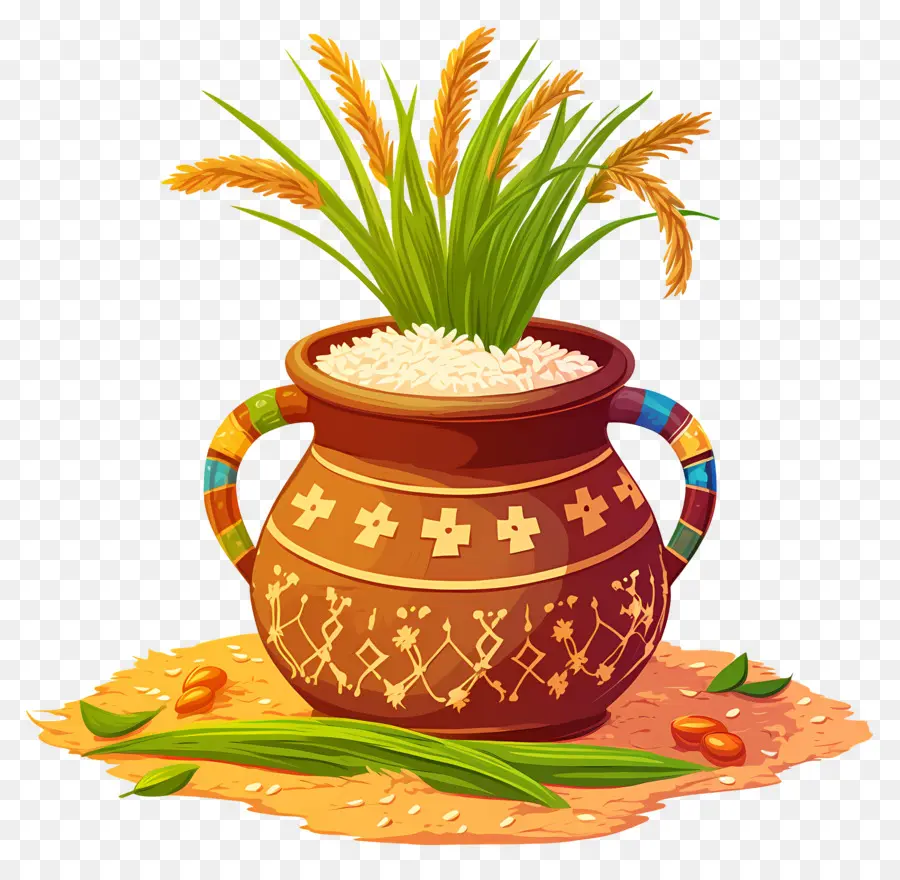 Pongal Saksı，Pirinçli Dekoratif Tencere PNG