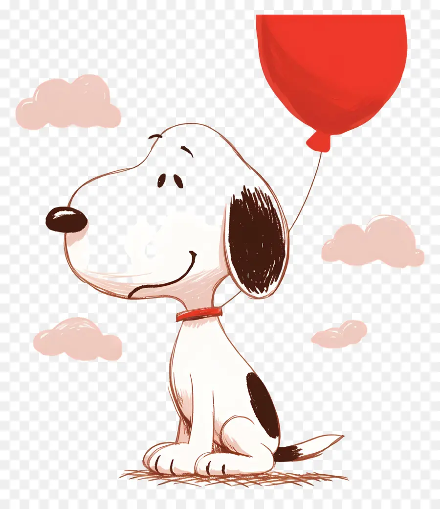 Snoopy Balon Tutuyor，Balonlu Karikatür Köpek PNG