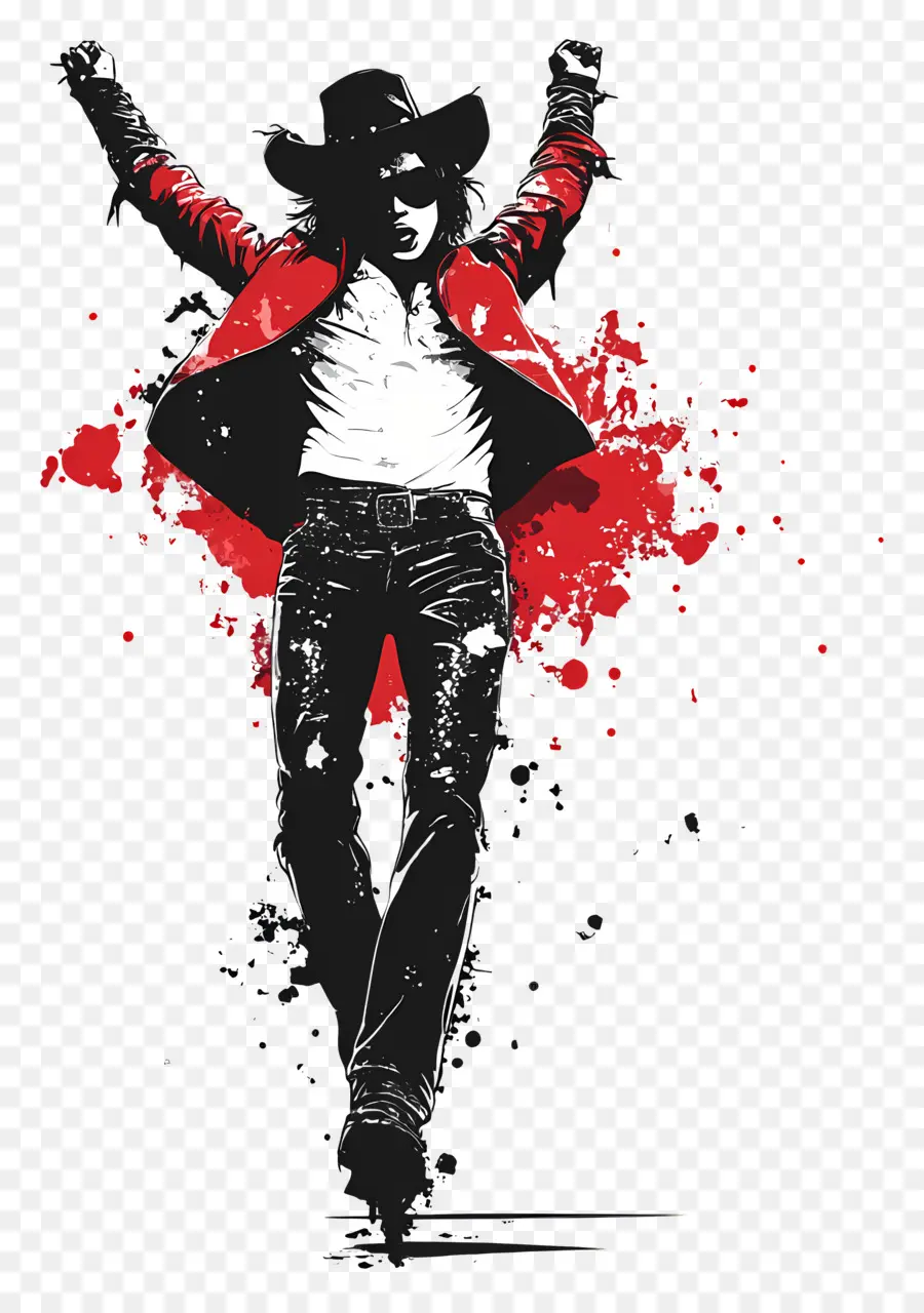 Michael Jackson，Kırmızı Ve Siyah Siluet PNG