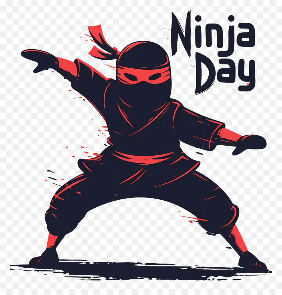 Ninja Günü，Stilize Ninja Pozu PNG