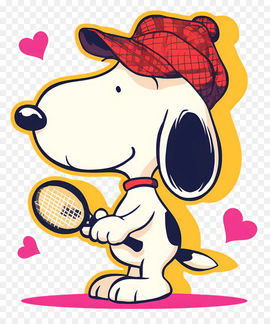 Snoopy'i Seviyorum，Tenis Raketli Ve Kalpli Köpek PNG