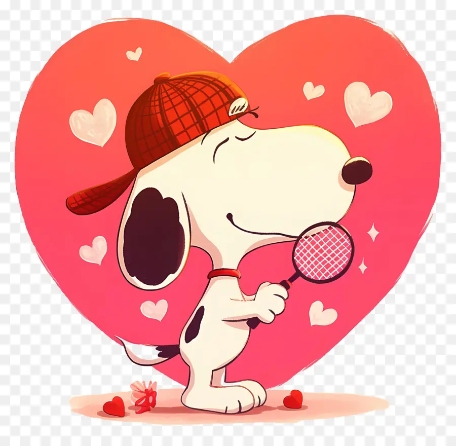 Snoopy'i Seviyorum，Kalp Arka Planlı Köpek PNG