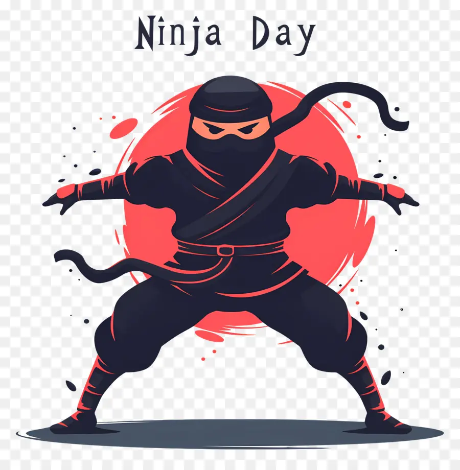 Ninja Günü，Stilize Ninja Pozu PNG