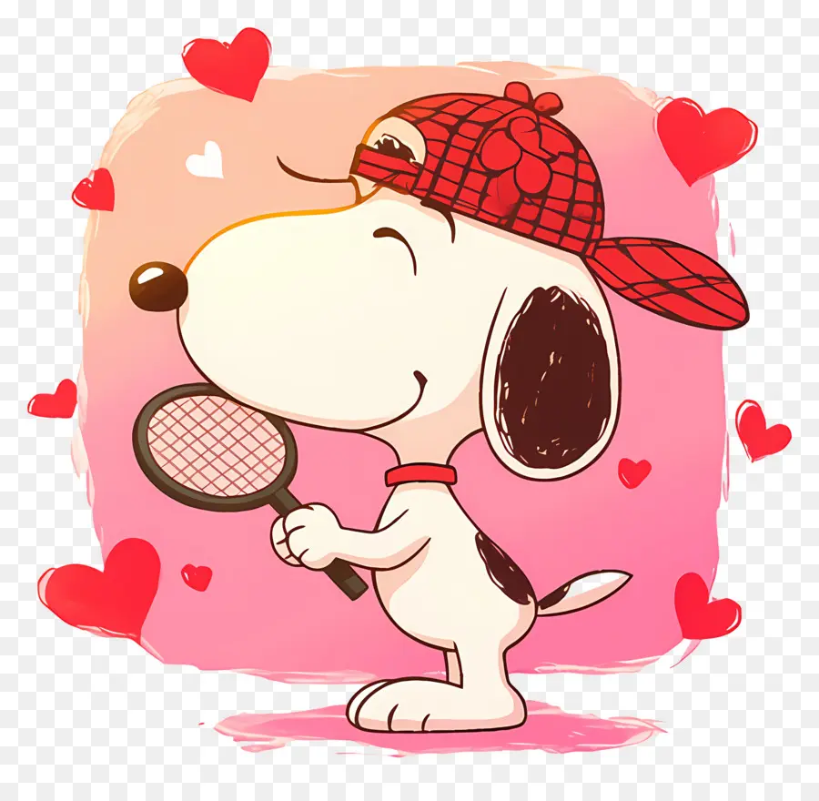 Snoopy'i Seviyorum，Kalp Arka Planlı Köpek PNG