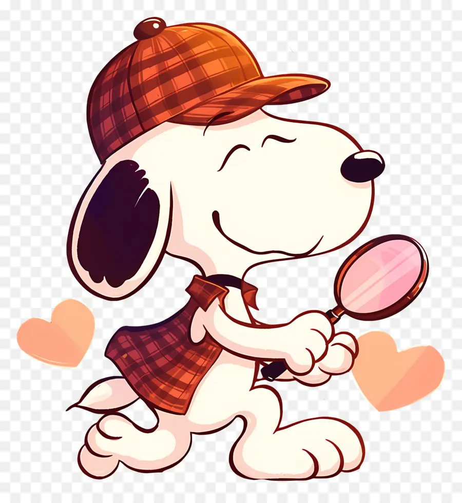 Snoopy'i Seviyorum，Büyüteçli Ve Kalpli Köpek PNG