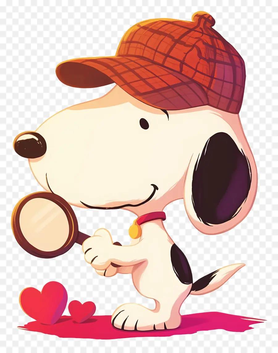 Snoopy'i Seviyorum，Büyüteçli Ve Kalpli Köpek PNG