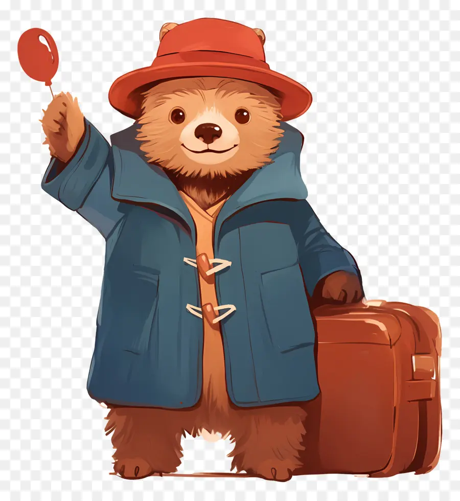 Paddington，Kırmızı şapkalı Ve Bavullu Ayı PNG