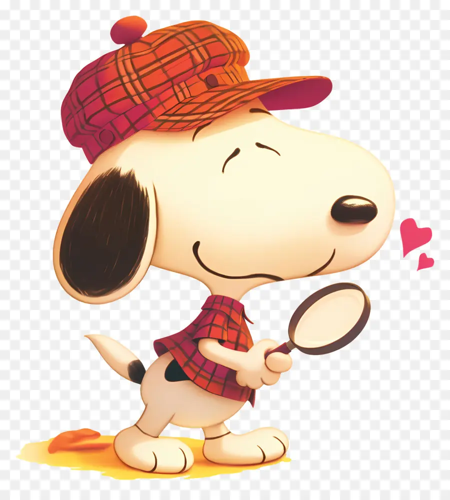 Snoopy'i Seviyorum，Büyüteçli Köpek PNG