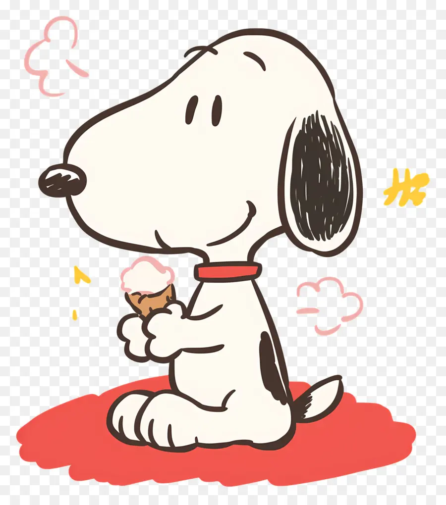 Snoopy Dondurma Yiyor，Dondurma Ile Karikatür Köpek PNG