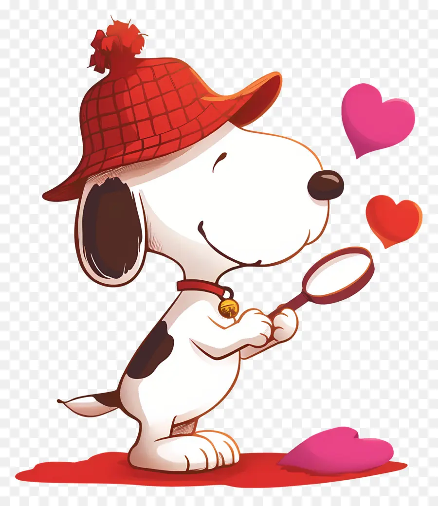 Snoopy'i Seviyorum，Büyüteç Ve Kalpli Köpek PNG