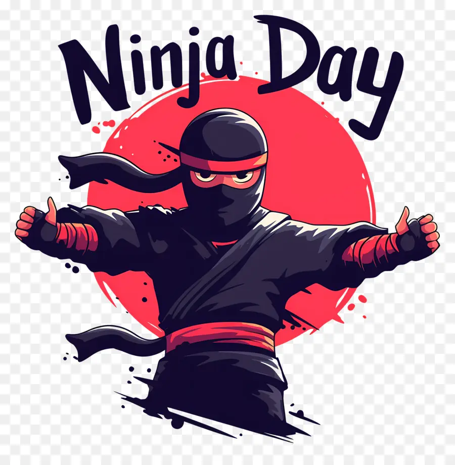 Ninja Günü，Stilize Ninja Pozu PNG