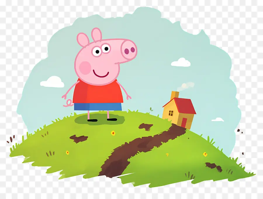 Peppa Domuzu，Kırmızı Elbiseli Karikatür Domuz PNG