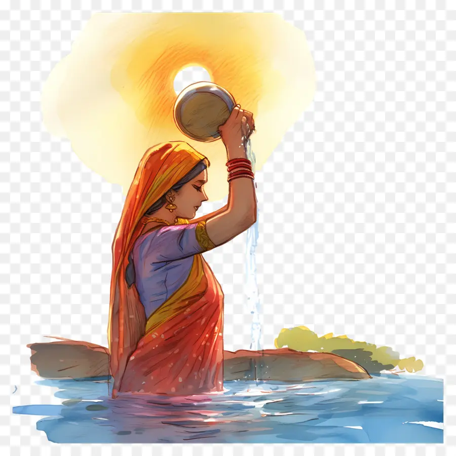 Chhath Puja，Sudaki Kadın PNG