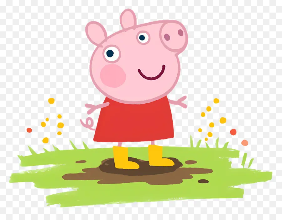 Peppa Domuz，Kırmızı Elbiseli Karikatür Domuz PNG