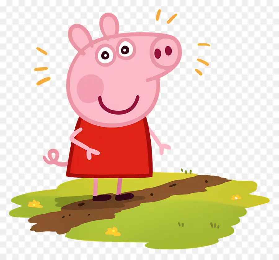 Peppa Domuzu，Kırmızı Elbiseli Karikatür Domuz PNG