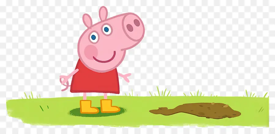 Peppa Domuz，Kırmızı Elbiseli Karikatür Domuz PNG