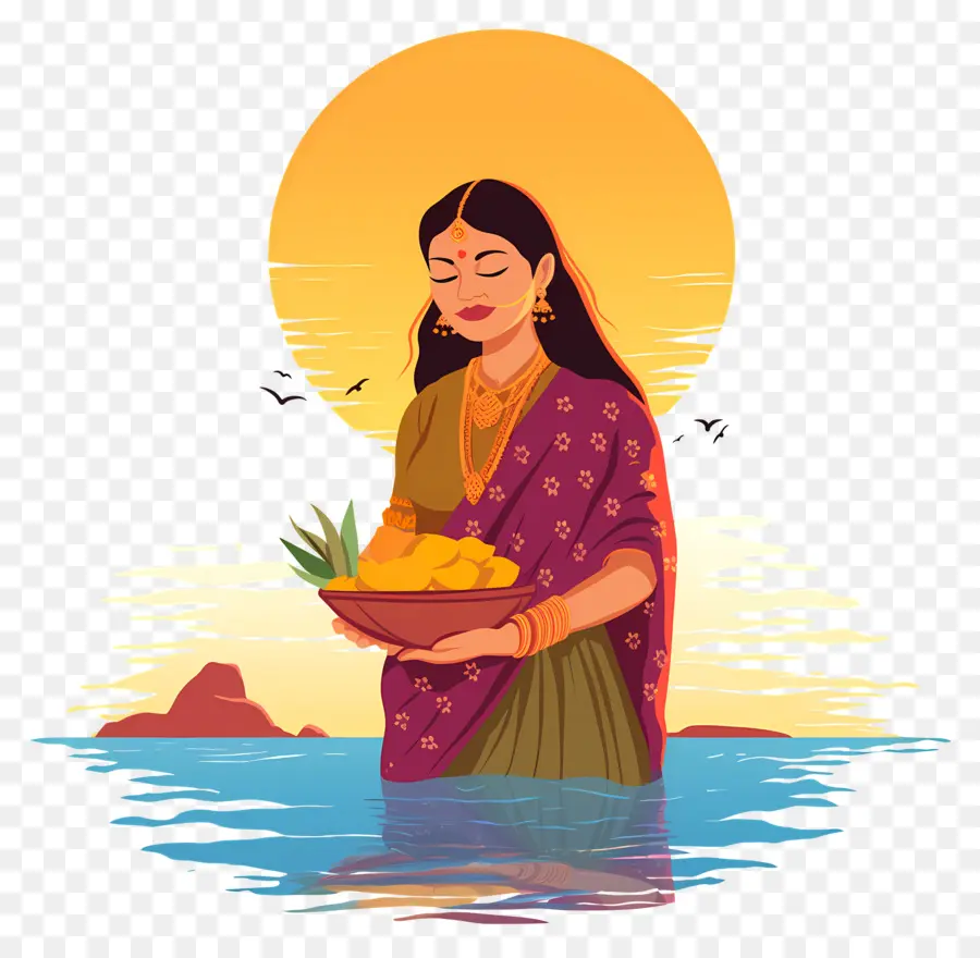 Chhath Puja，Teklifleri Olan Kadın PNG