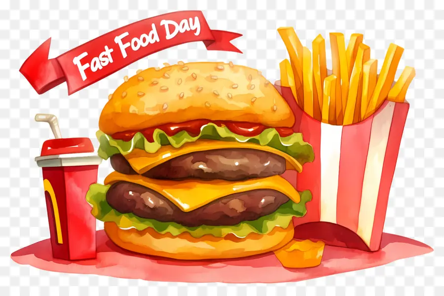 Ulusal Fast Food Günü，Burger Ve Patates Kızartması PNG