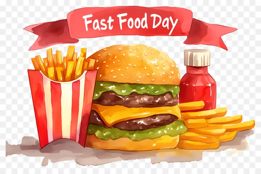 Ulusal Fast Food Günü，Burger Ve Patates Kızartması PNG