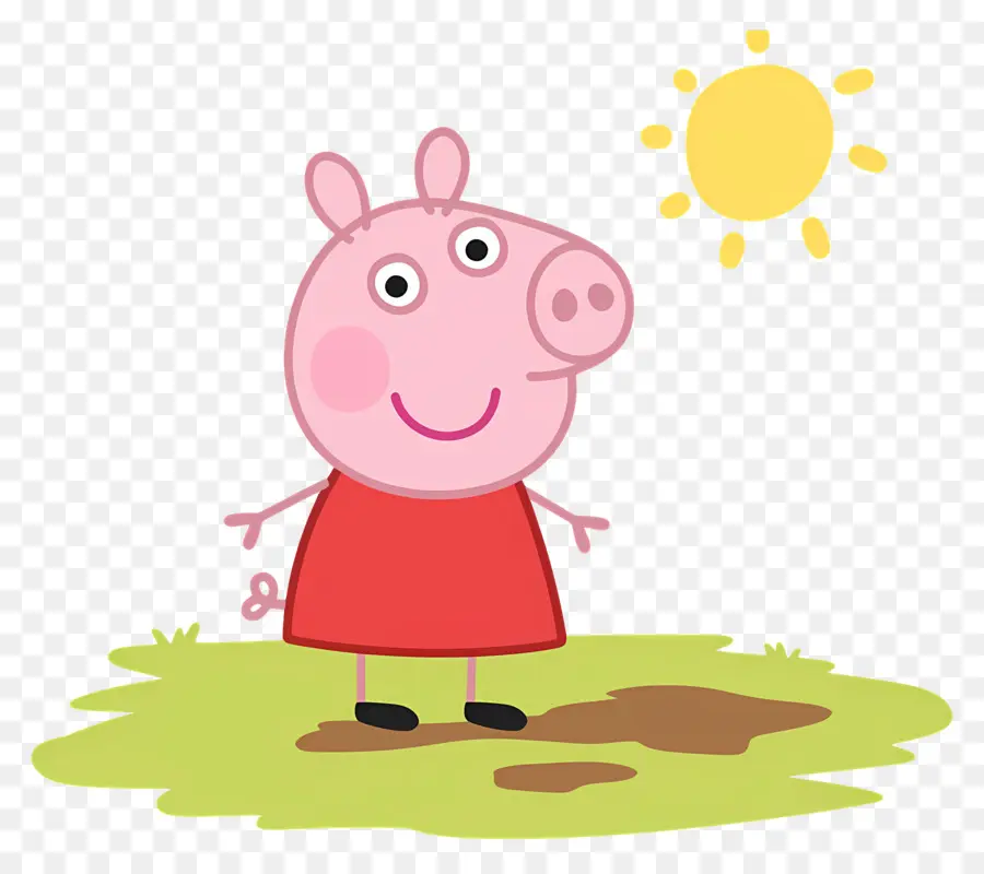 Peppa Domuzu，Kırmızı Elbiseli Karikatür Domuz PNG