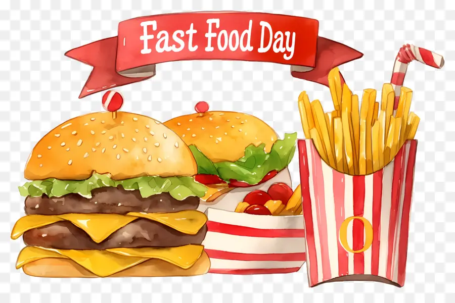 Ulusal Fast Food Günü，Burger Ve Patates Kızartması PNG