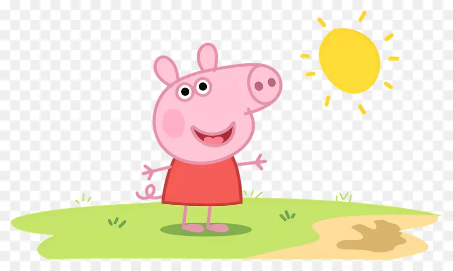 Peppa Domuzu，Kırmızı Elbiseli Karikatür Domuz PNG