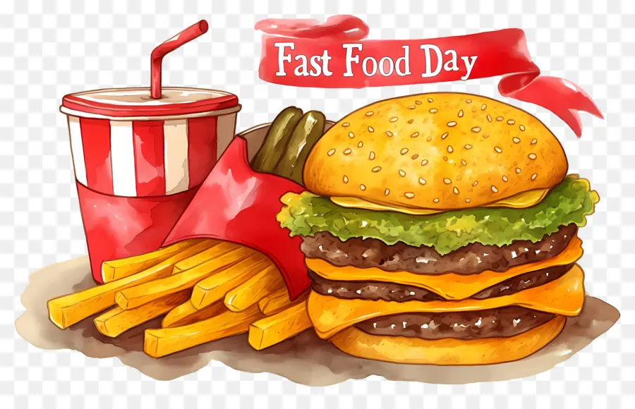 Ulusal Fast Food Günü，Burger Ve Patates Kızartması PNG