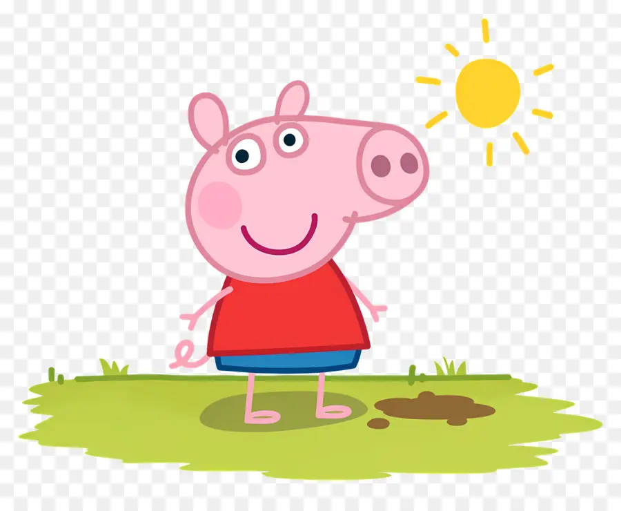 Peppa Domuzu，Kırmızı Elbiseli Karikatür Domuz PNG