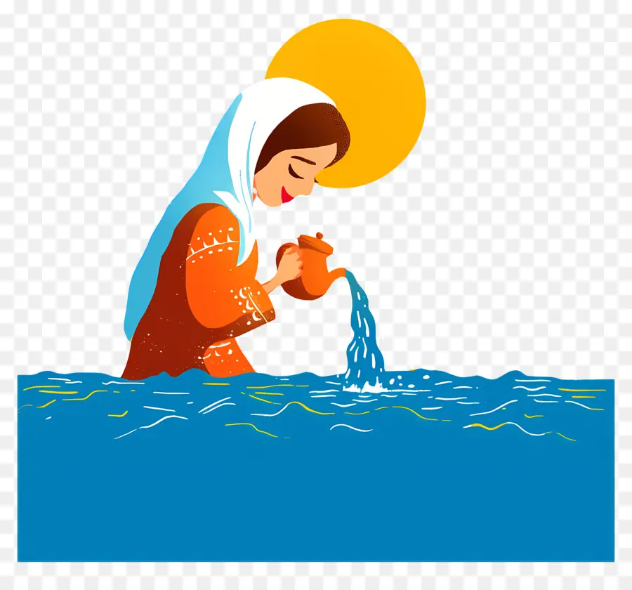 Chhath Puja，Sürahi Olan Kadın PNG