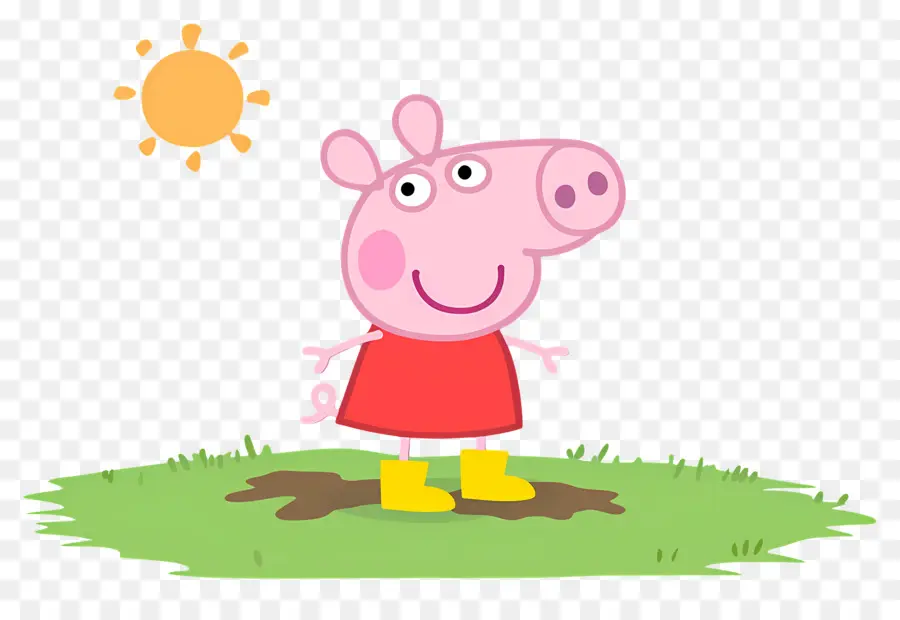 Peppa Domuz，Kırmızı Elbiseli Karikatür Domuz PNG